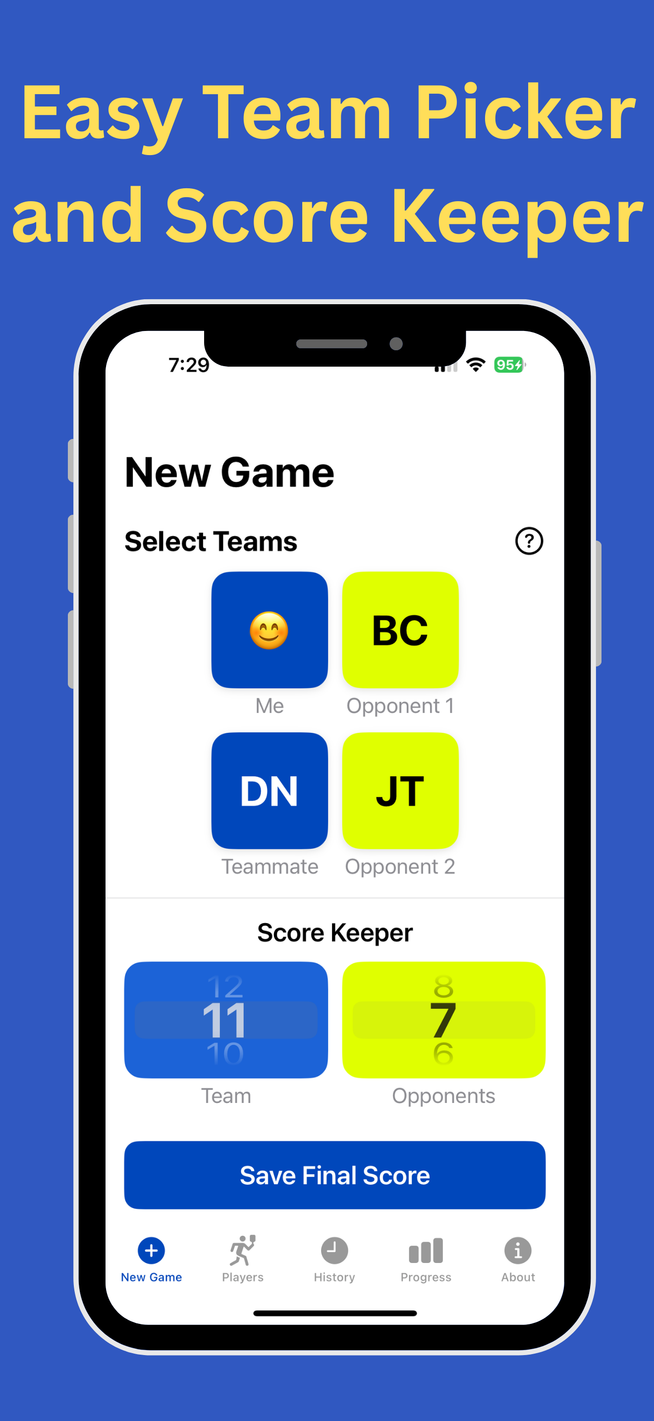 Game Setup - Easy team picker and score keeper