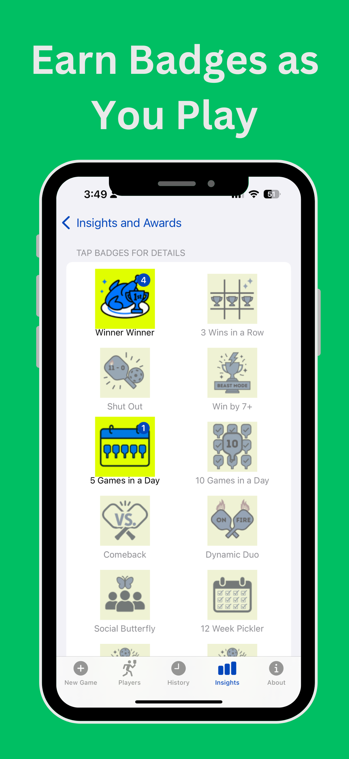 Badges - Earn badges as you play