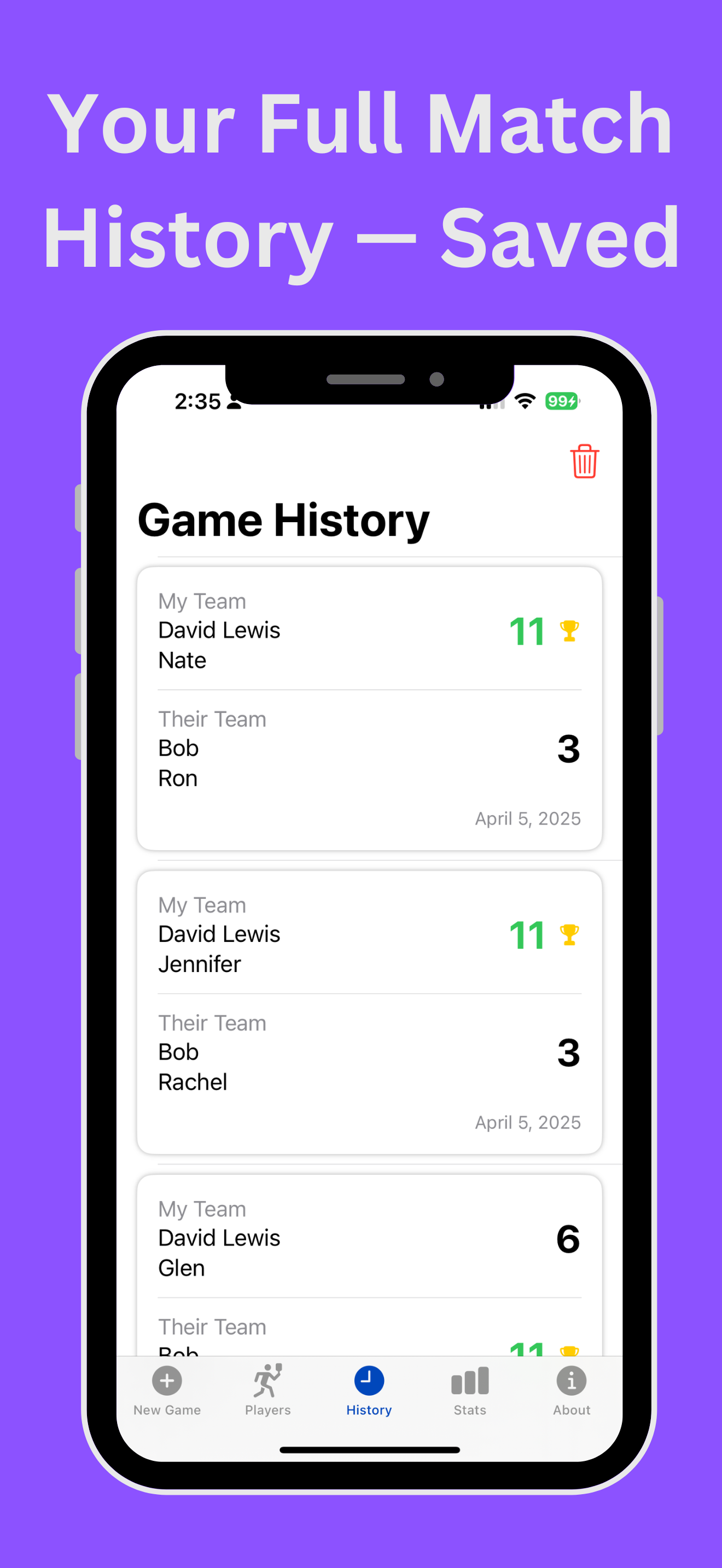 Game History - Full history of your games