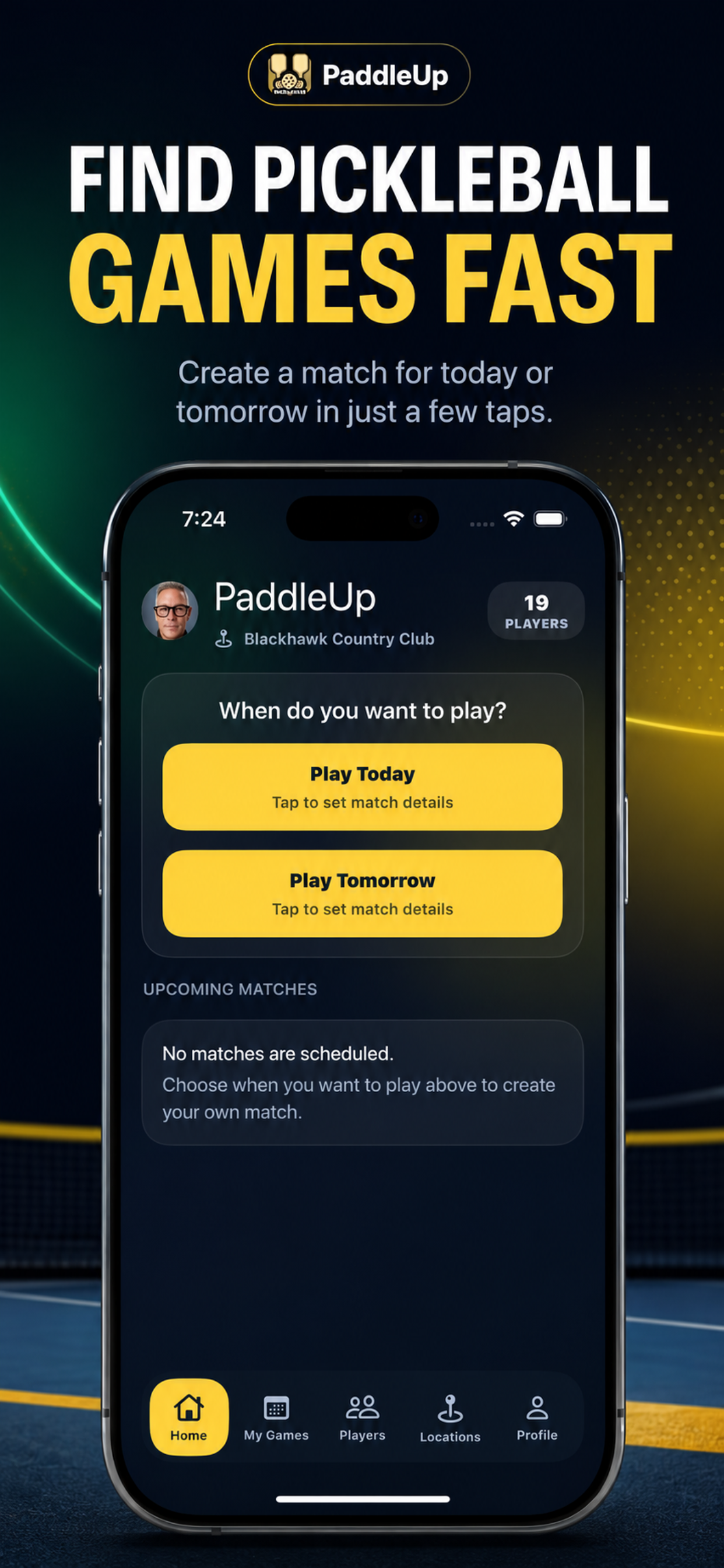 PaddleUp home screen