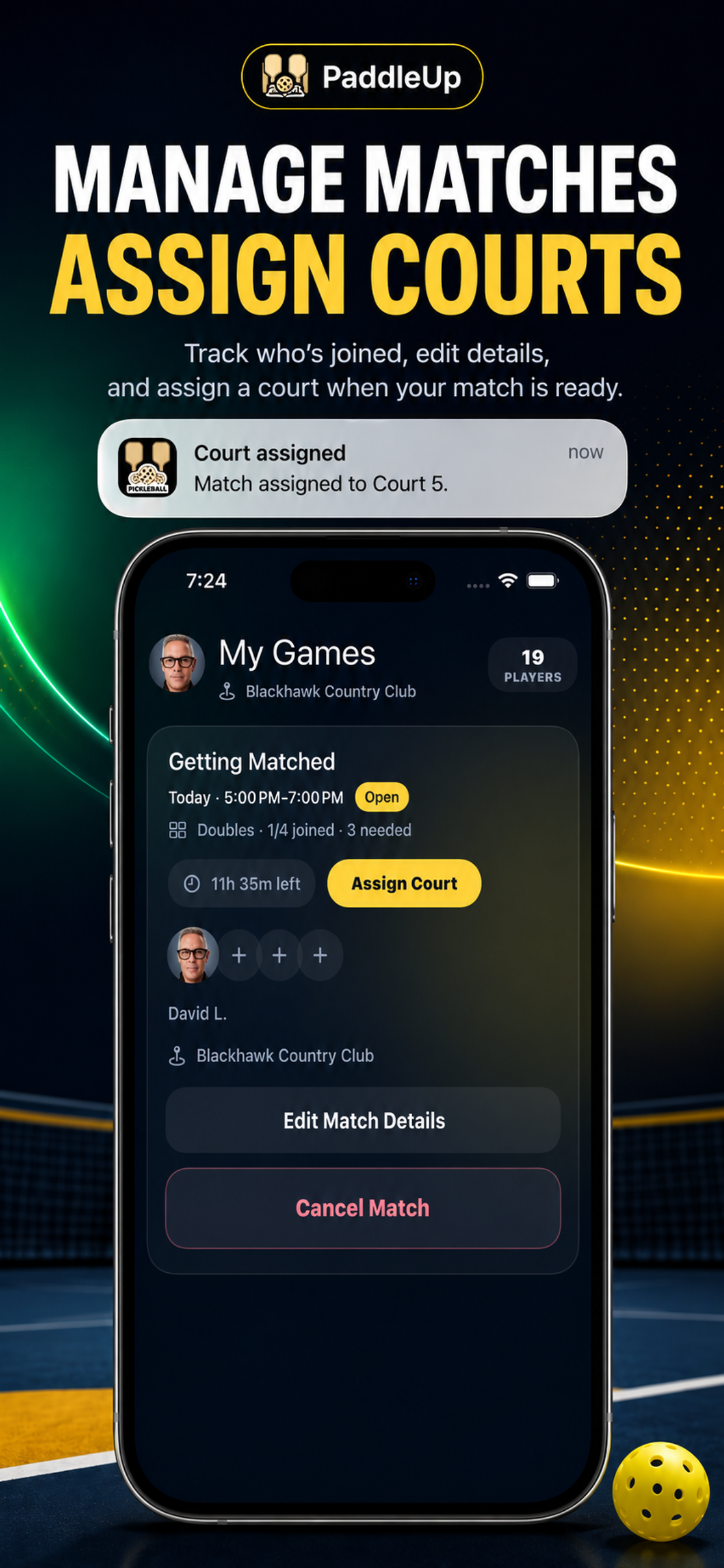 PaddleUp match details screen